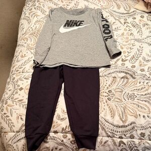 Nike Kids Gray Top and Black Joggers Set
